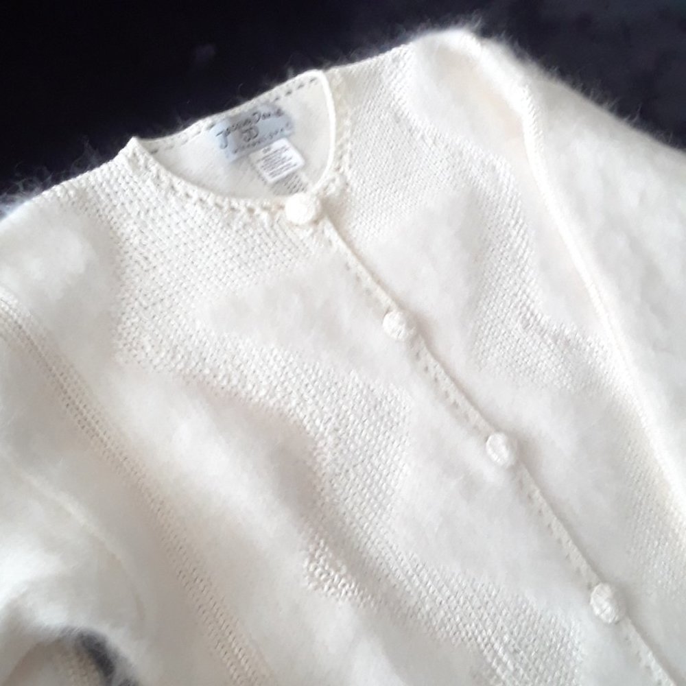 SOLD. Jacques Daniel. Angora Wool-Blend Knit Cardigan. Off-White. Small - Picture 2 of 16
